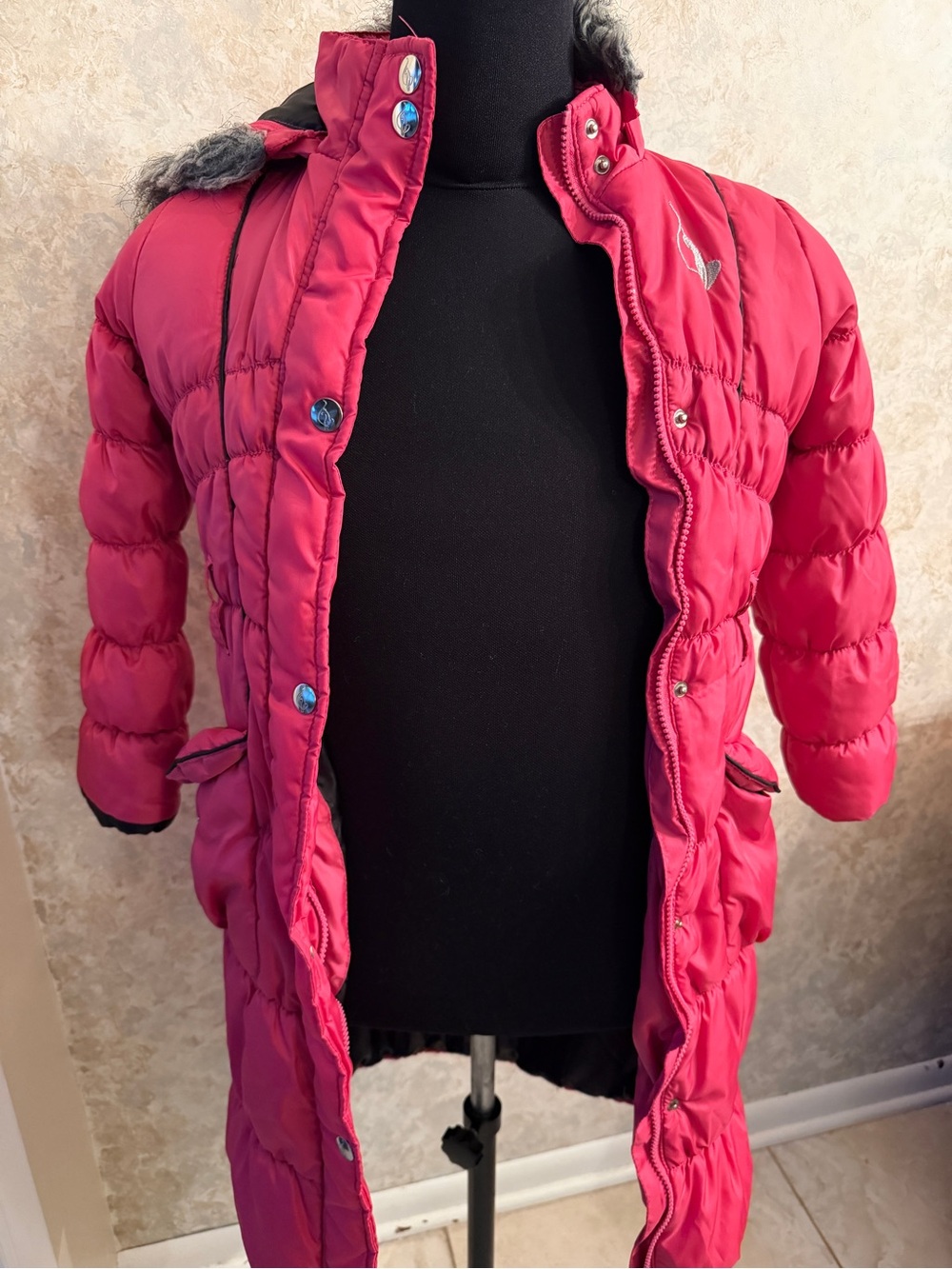 Vintage baby phat pink Quilted Long Puffer Coat with Hood
